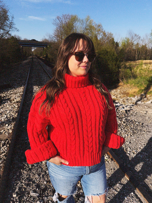 Cropped turtleneck sweater