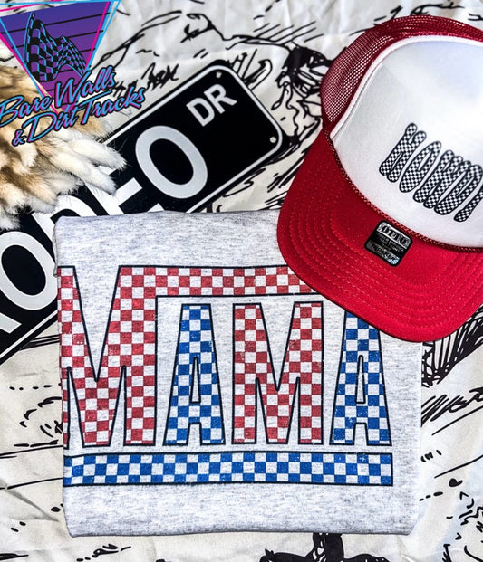 MAMA r/w/b checkered tshirt