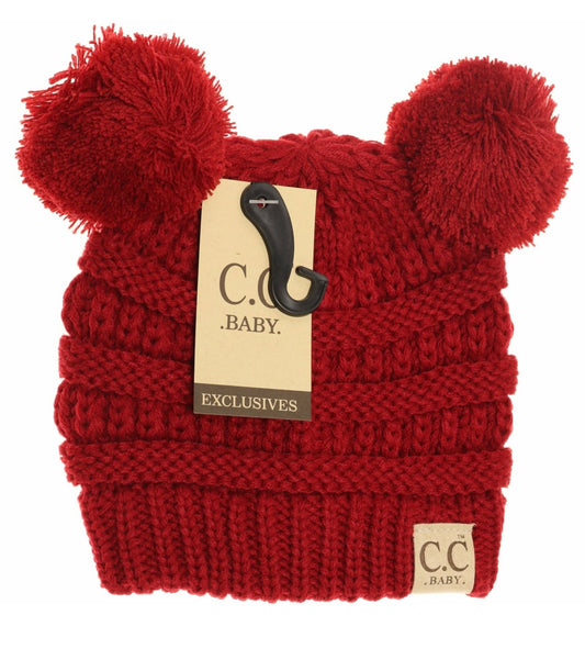 Baby beanie with double poms