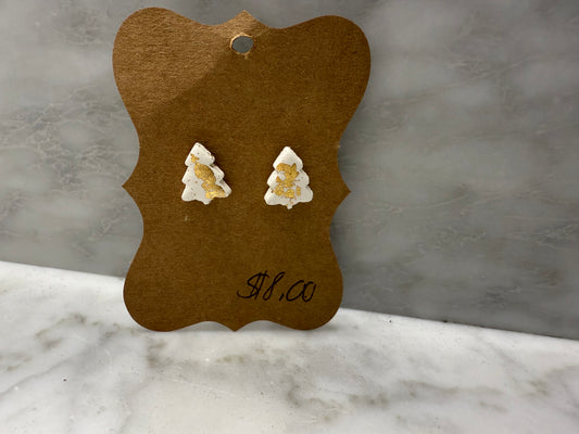 White/Gold Christmas Tree Earring