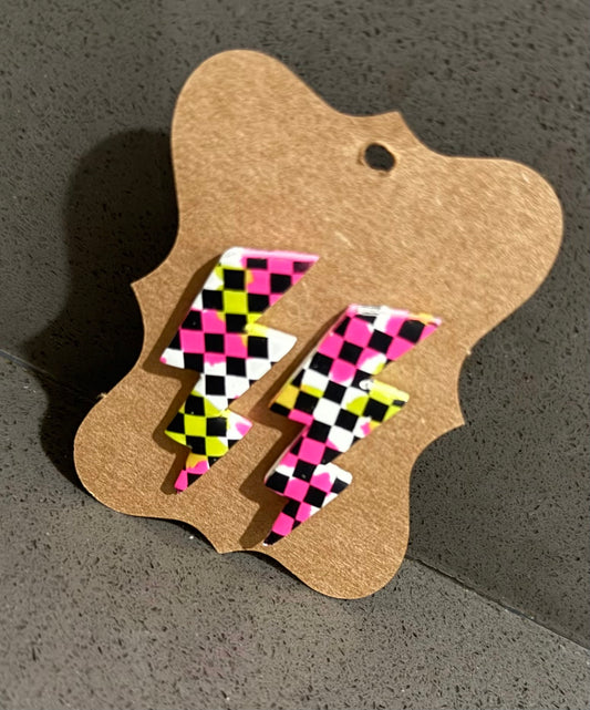 Multi Color Lightning Bolt Earring