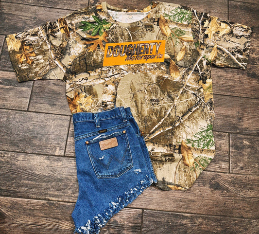 Camo with orange tee