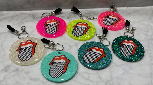 Checkered tongue keychain