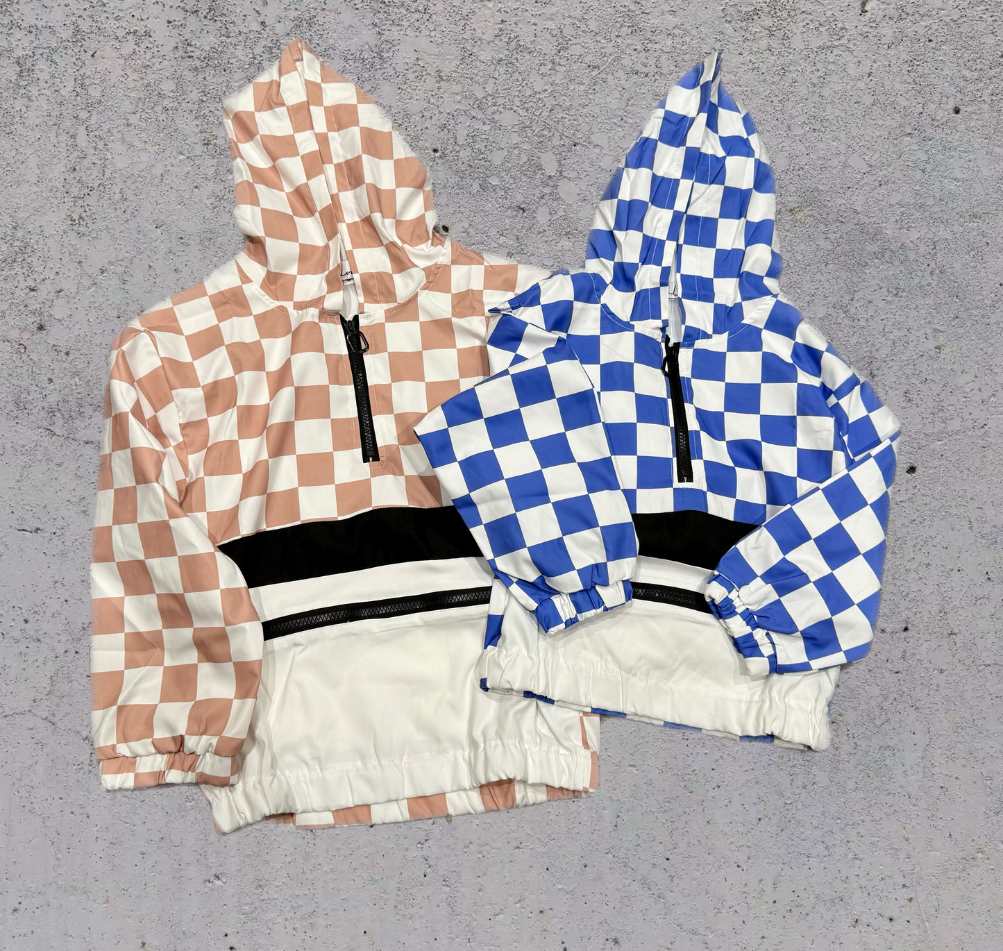 Youth 1/2 zip checkered windbreaker