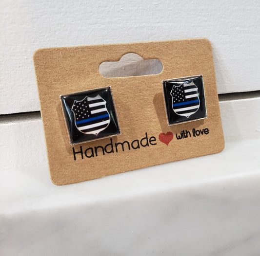 Thin Blue Line Earrings