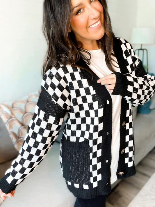 Checkered cardigan