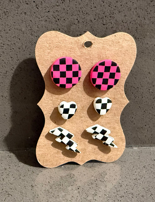 3 Set Checkered earrings