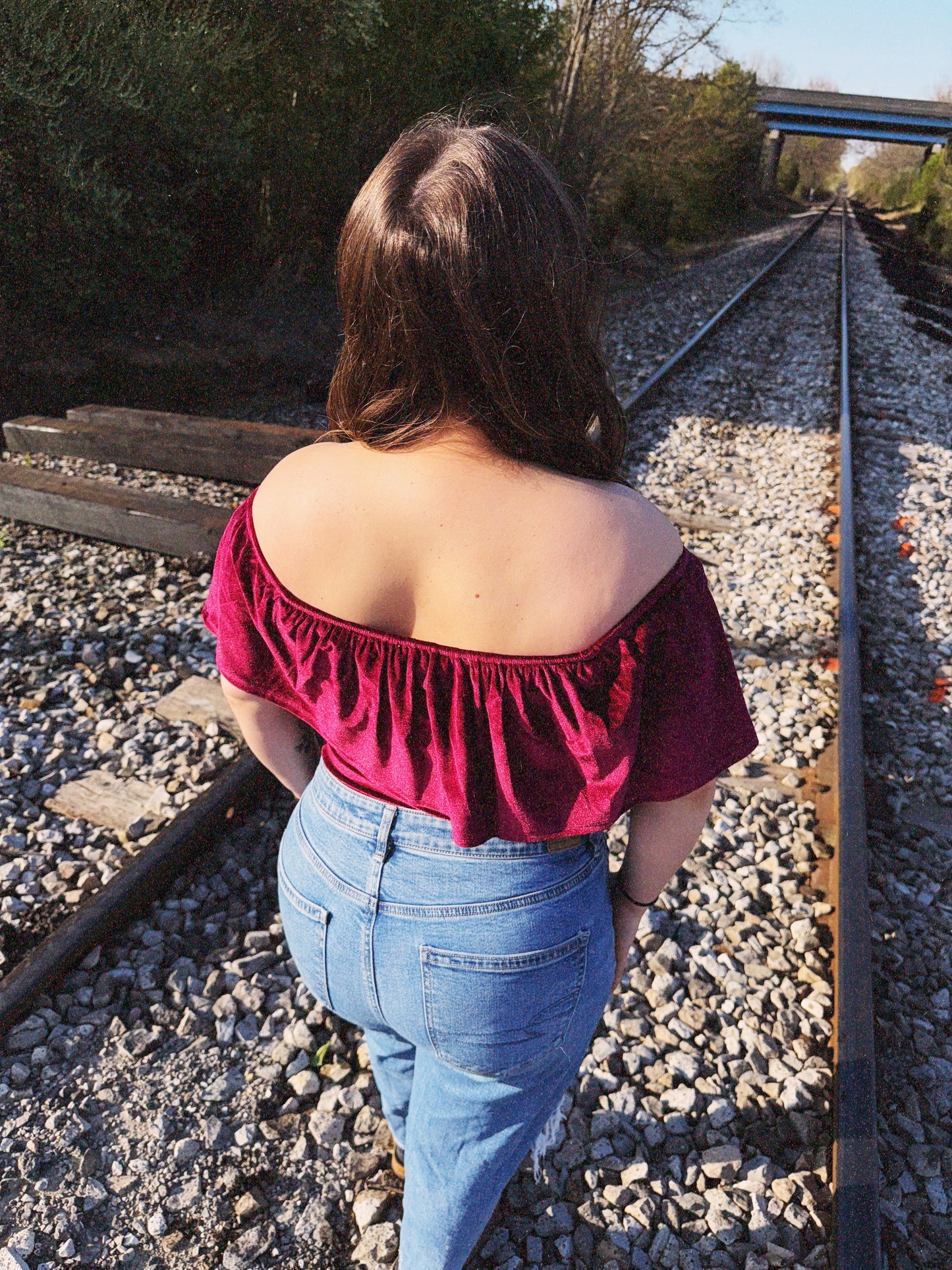 Velvet off shoulder bodysuit