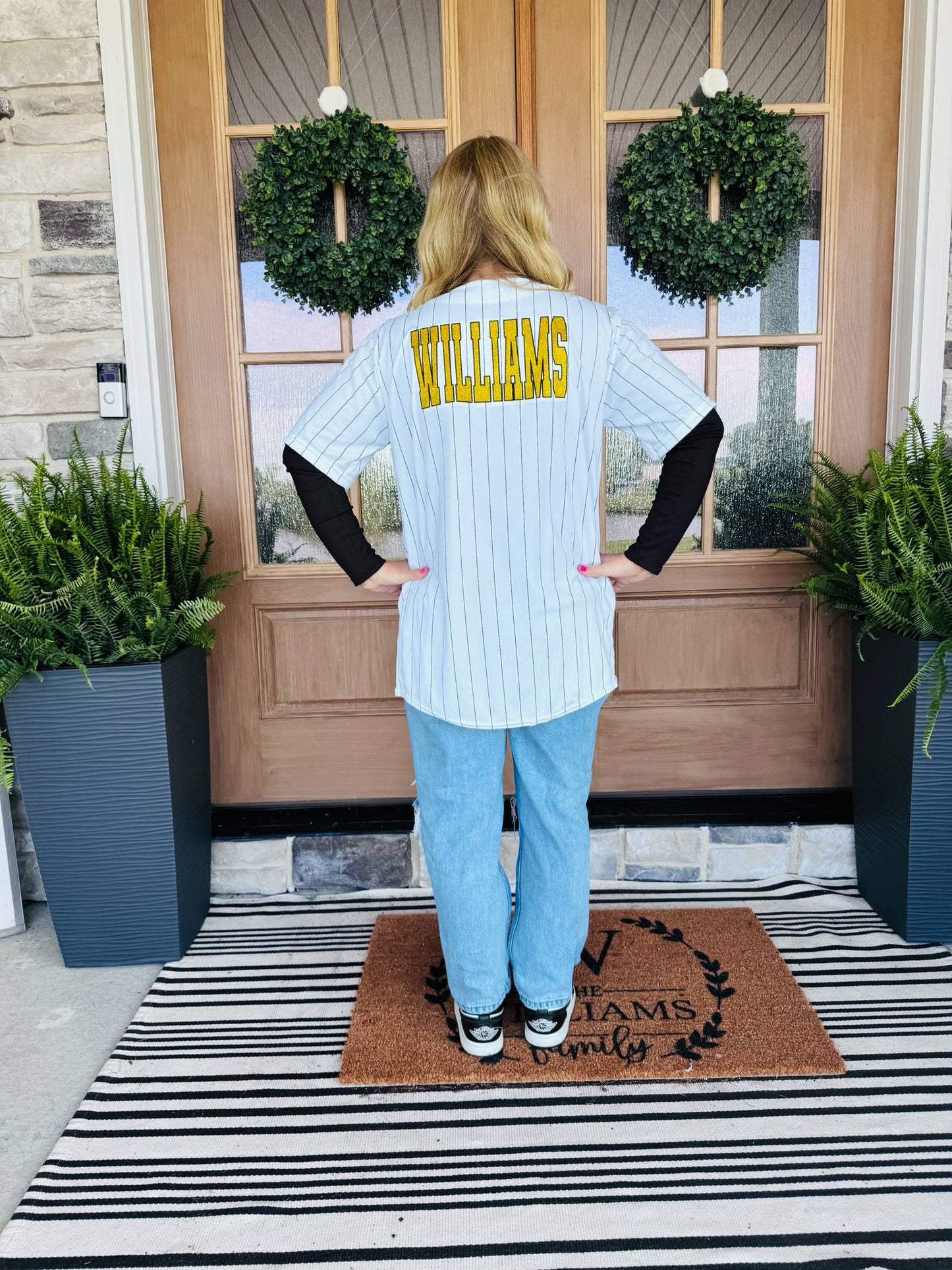 Custom Embroidered/Glitter Baseball Jersey Front and Back