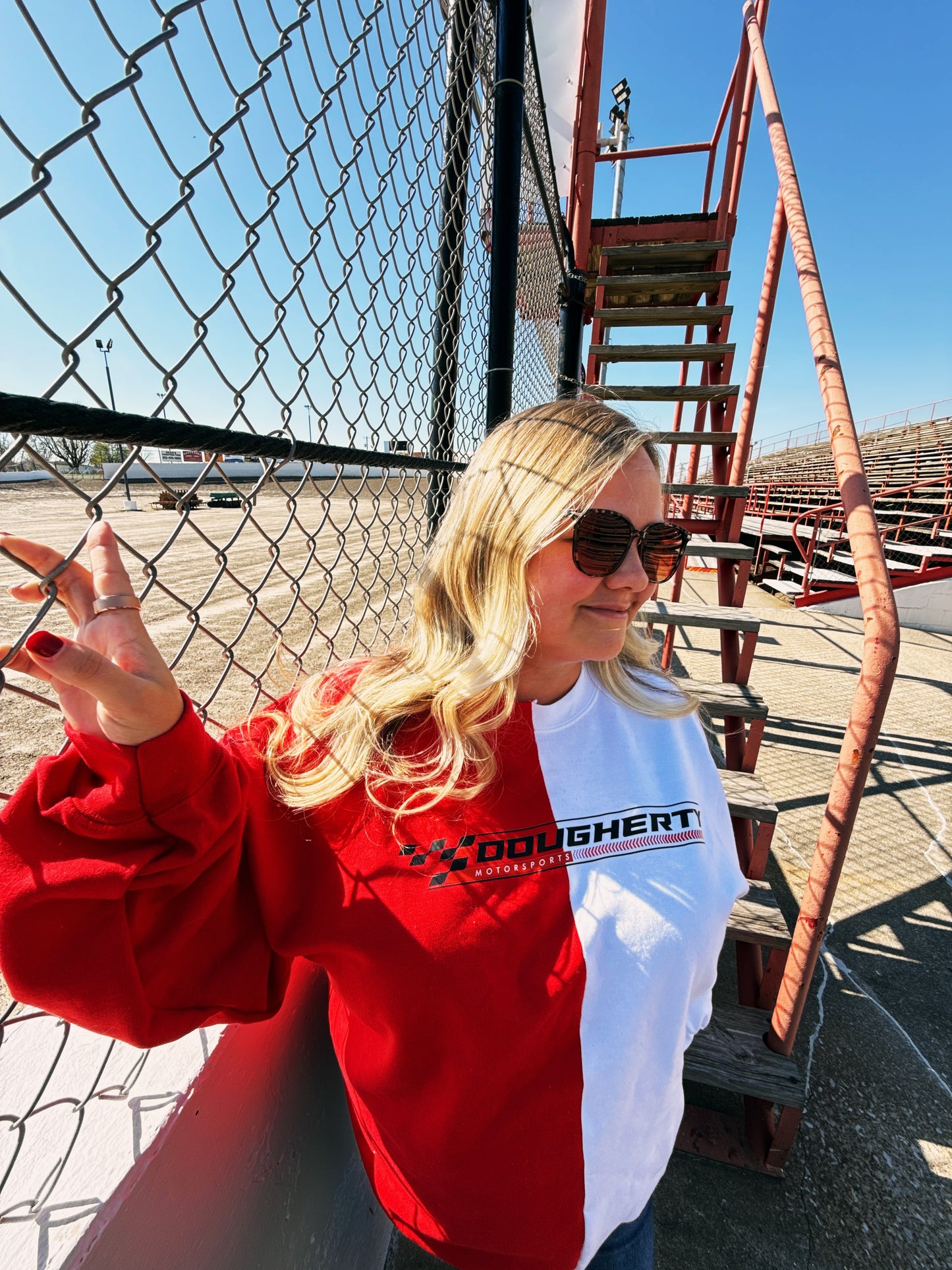 Red/White Split Crewneck