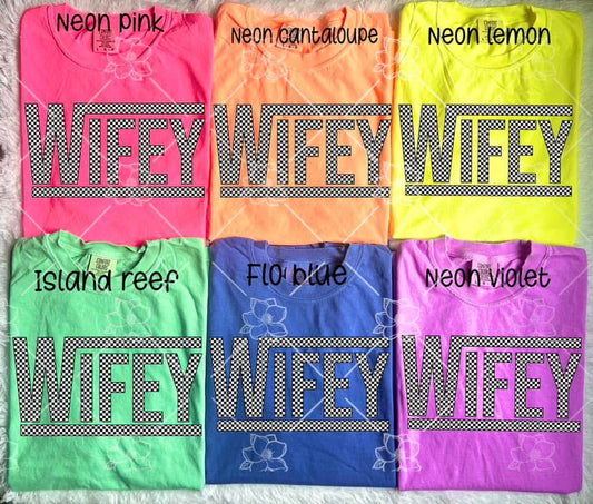 Comfort colors checkered wifey tshirt