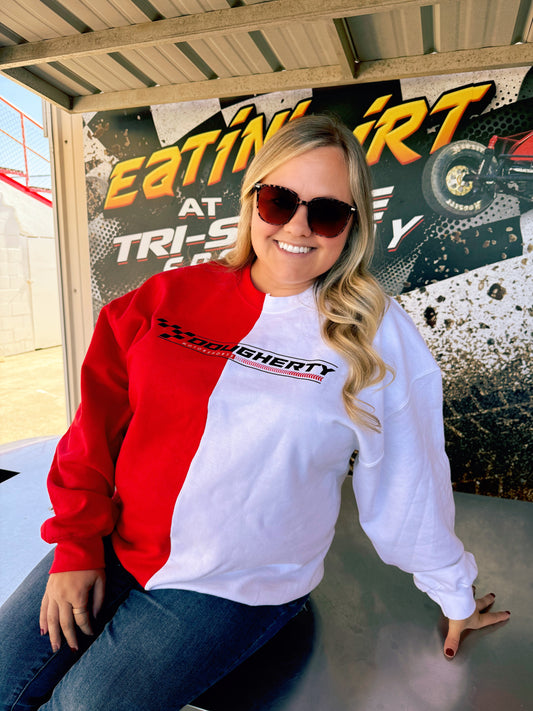 Red/White Split Crewneck