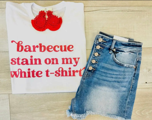 BBQ stain on white tshirt
