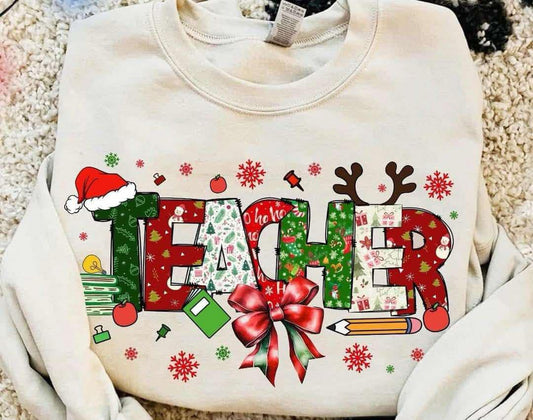 Festive teacher crewneck