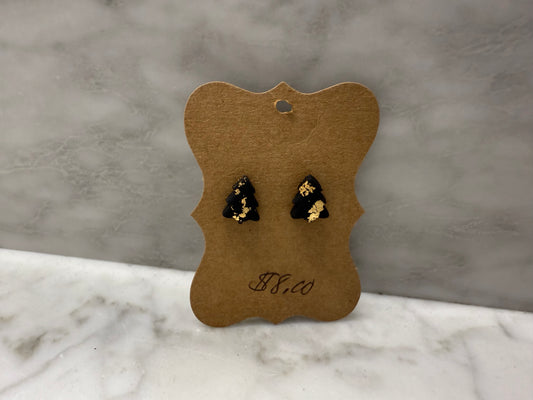 Black/Gold Christmas tree earrings