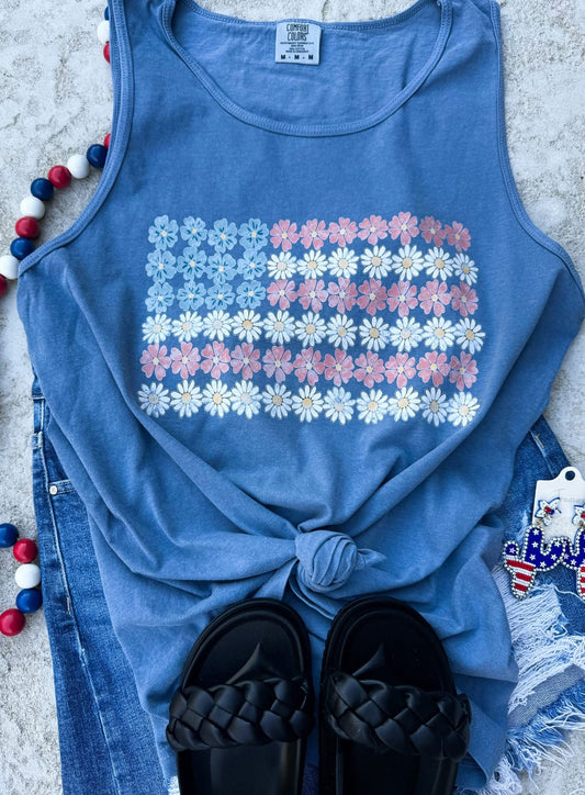 Floral Patriotic tank
