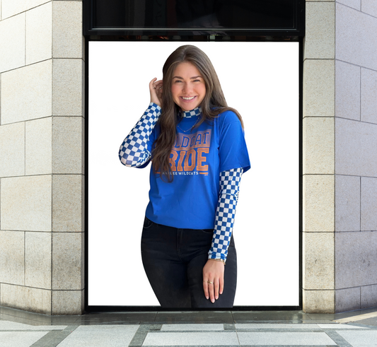 Blue/white checkered mesh