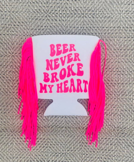 Fringe beer koozie