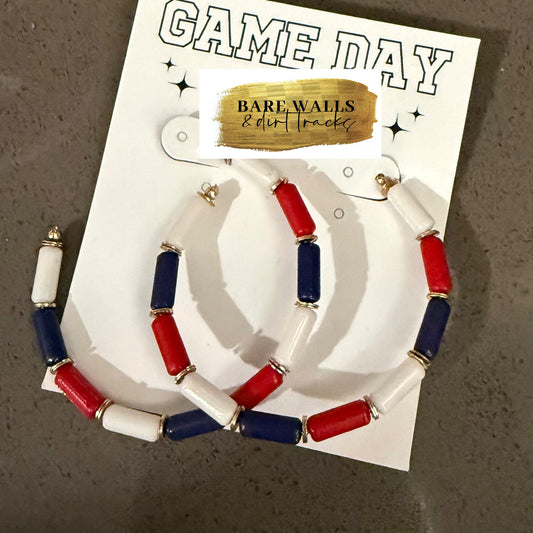 Red/White/Blue hoop earrings