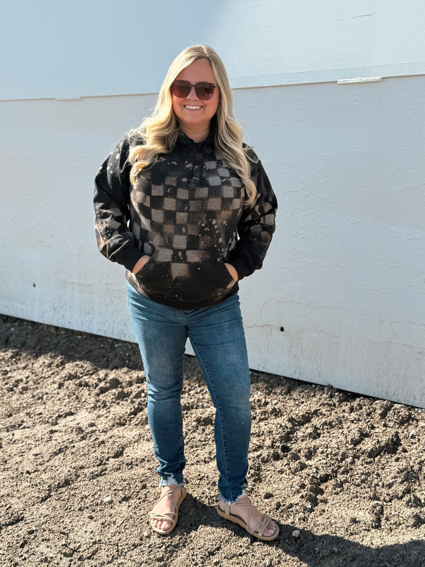 Checker Bleached Hoody