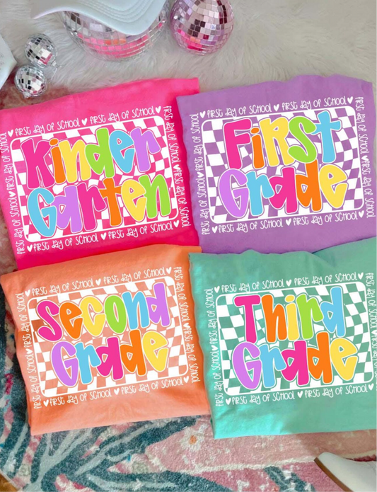 retro checker custom school tshirt YOUTH