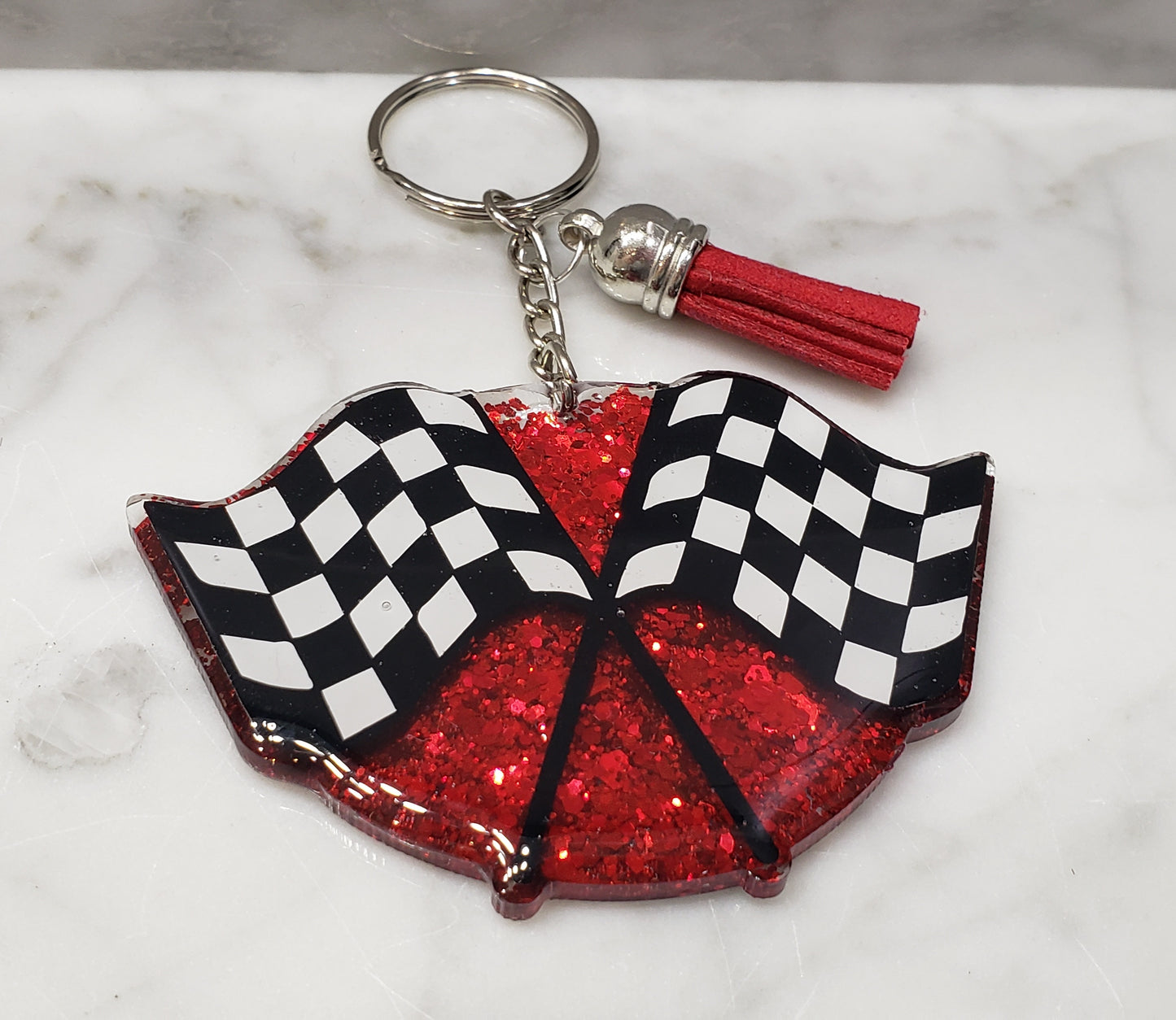 Checkered flag keychain