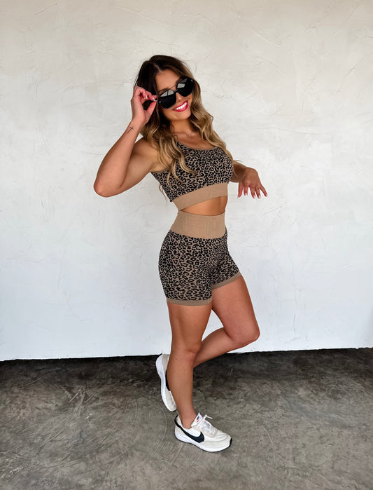 PREORDER Cheetah Bra & Biker set