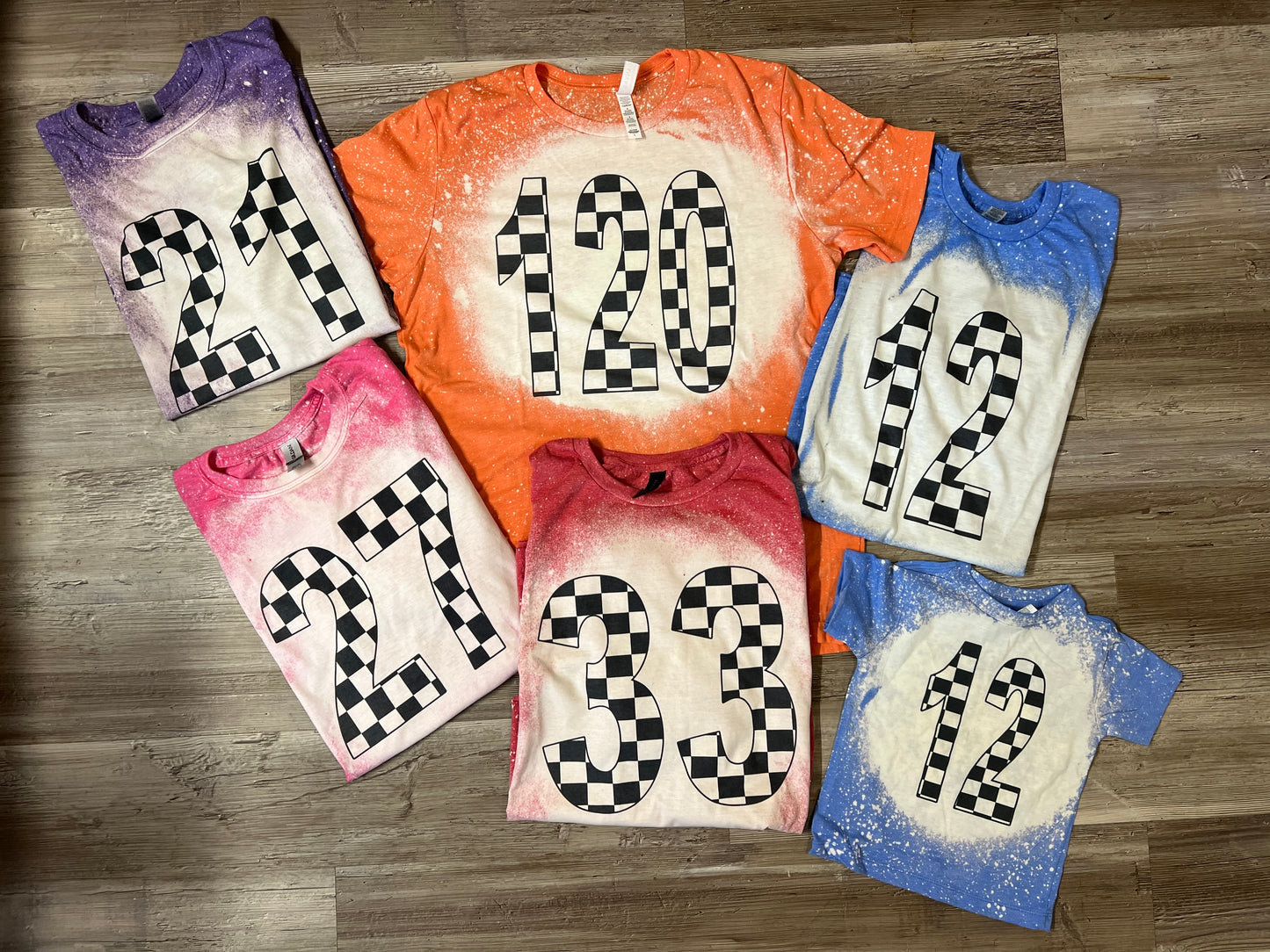 Custom Checkered number Tees