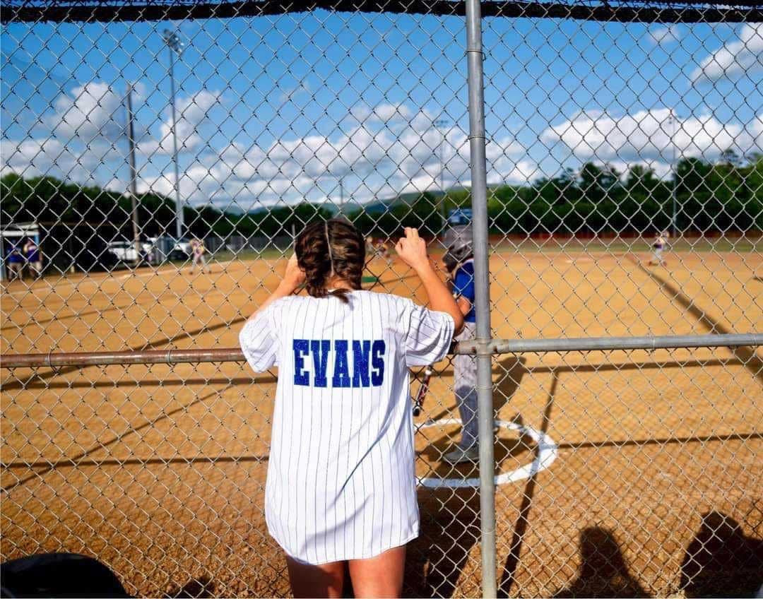 Custom Embroidered/Glitter Baseball Jersey Front and Back