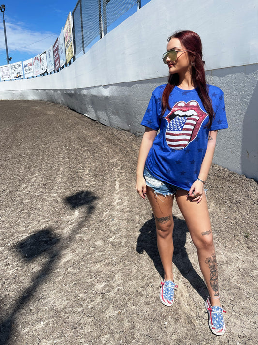 Sequin flag 👅 tee