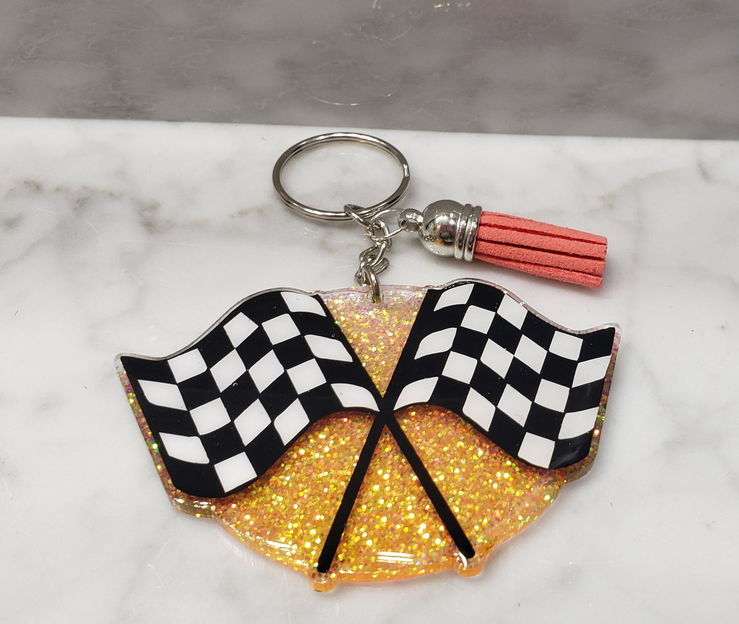 Checkered flag keychain