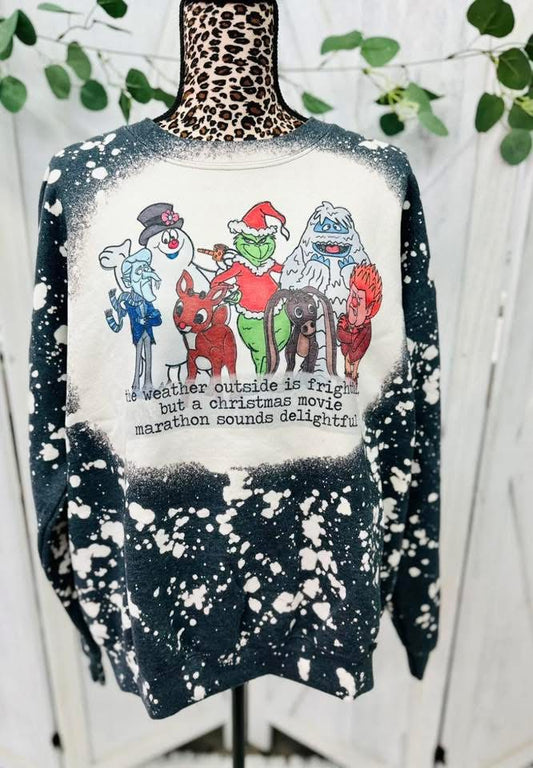 Movie Marathon is delightful crewneck sweatshirt