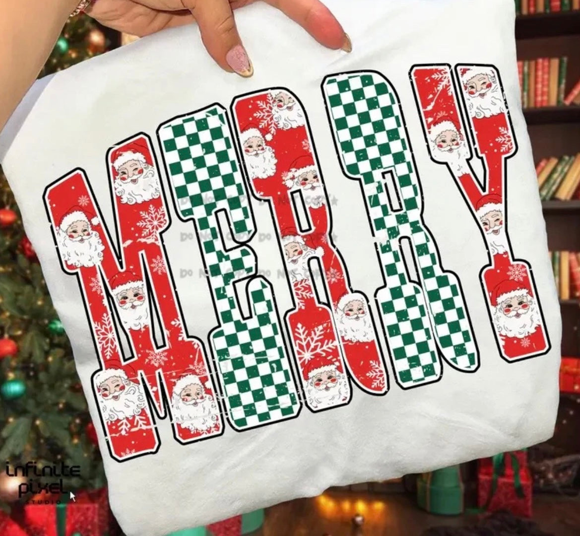 Santa/Checkered MERRY