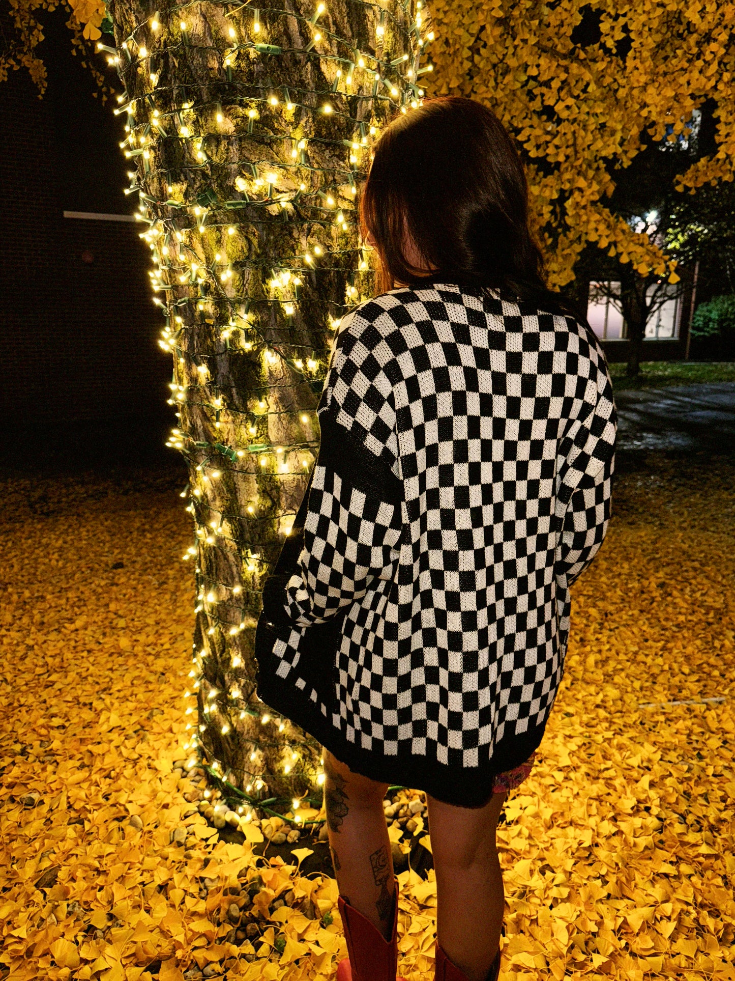 Checkered cardigan