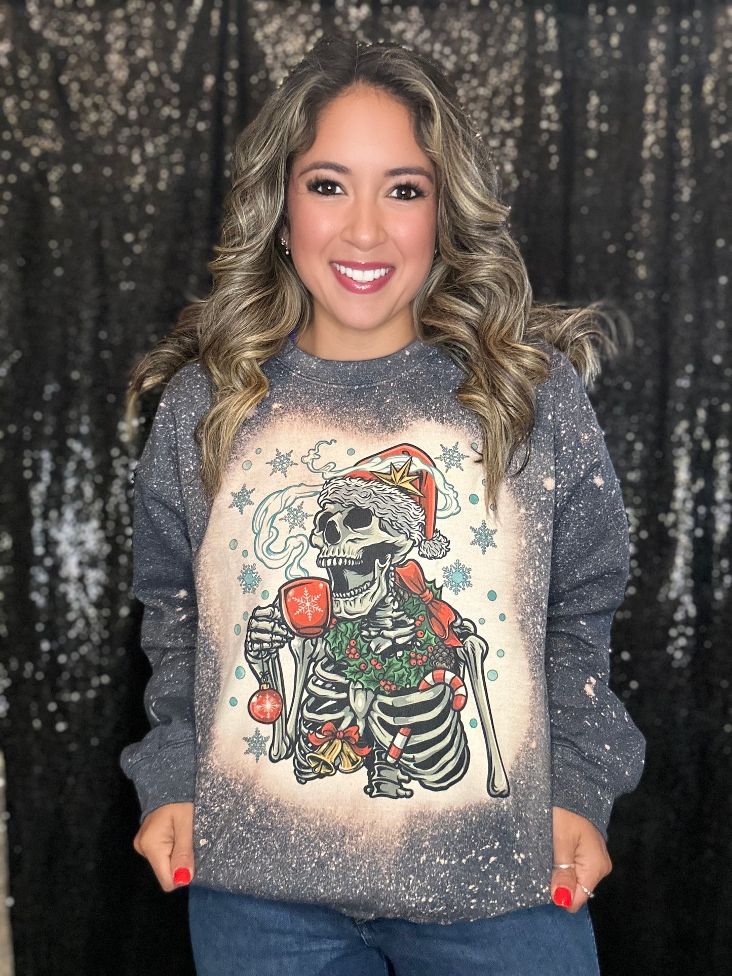 Coffee skeleton Christmas sweatshirt